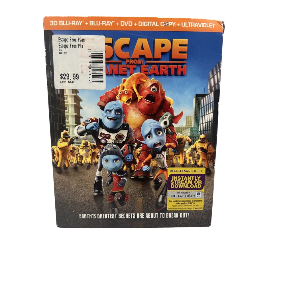 Escape From Planet Earth 3D Blu-ray DVD Digital Anchor Bay PG Color 4 Disc Set